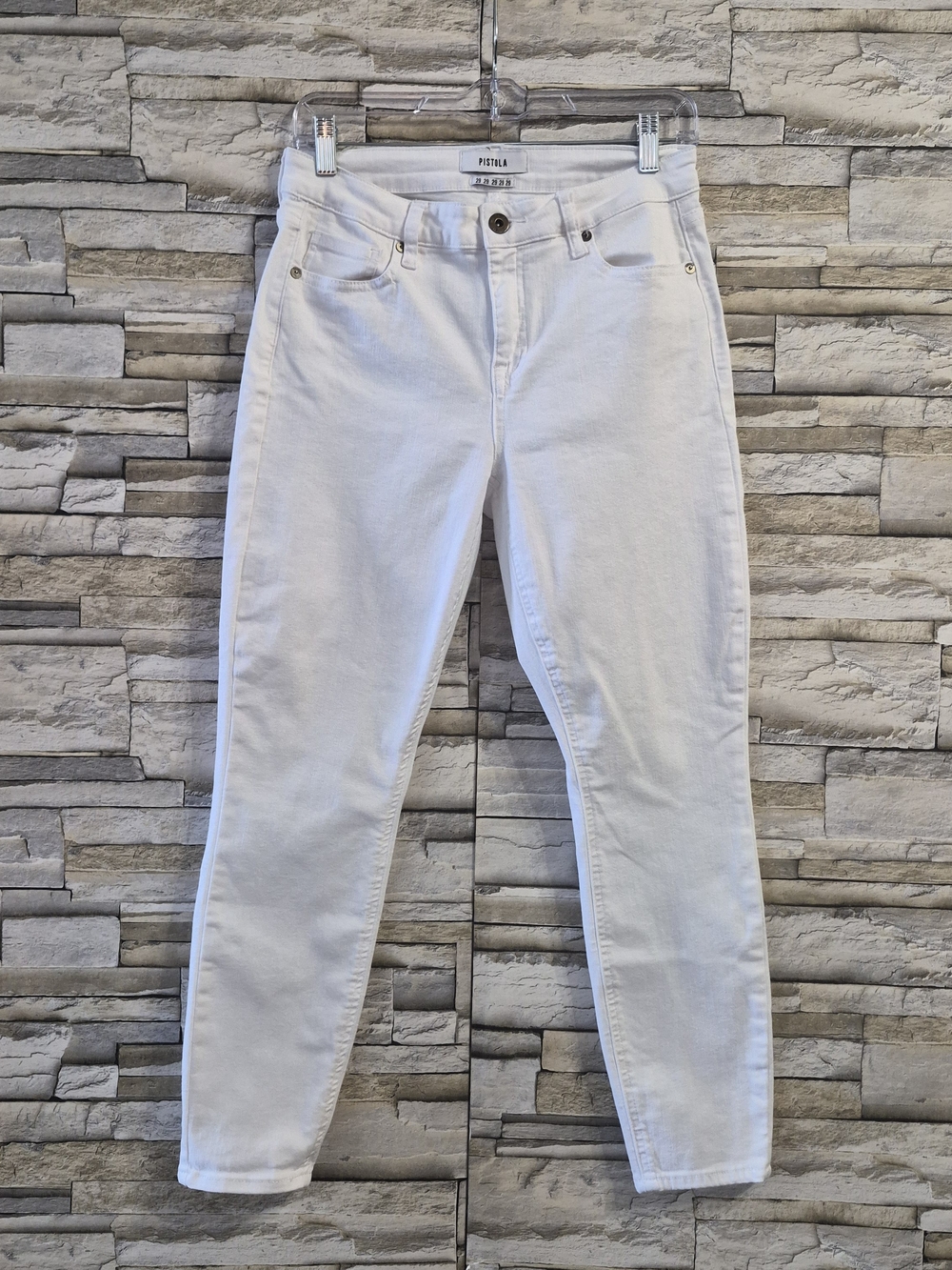 PISTOLA Skinny Crop Jeans Women's Sz 29 White Mid Rise Stretch Casual